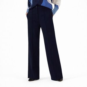 Jigsaw 16 Sport Lux straight Leg Trouser Pants navy blue midrise viscose luxe